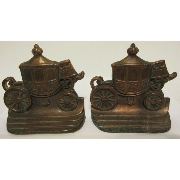 Vintage Royal Coach Carriage Stagewagon Regal Bookends WH Howell 1930 Set 2 - Picture 2 of 10